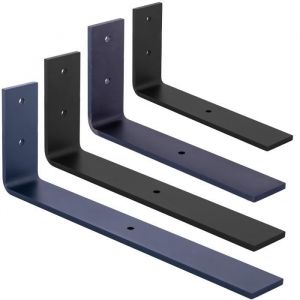 Holzbrink - support d'étagère métallique, support d'étagère murale, étagère de bricolage, Noir 250x100x40 mm, 6 pièces, HLR-L-250-9005