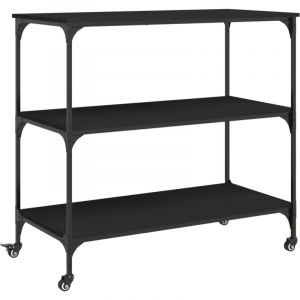 VidaXL Chariot de cuisine noir 102x50x95 cm bois d ingénierie