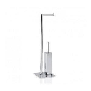 Andrea Dérouleur Papier Toilette + Brosse WC en Inox Chromé