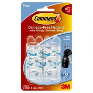 Command Crochets plastiques transparents 6 crochet / 8 bandes de taille S