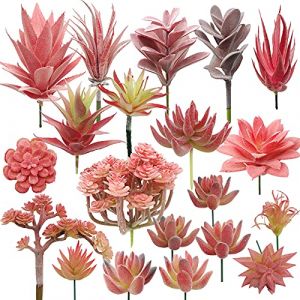 Woohome 20 PCS Artificielles Plantes Succulentes Rouge Succulentes Artificielles Succulentes Artificielles Décoratives pour La Maison Jardin Intérieur Décoration