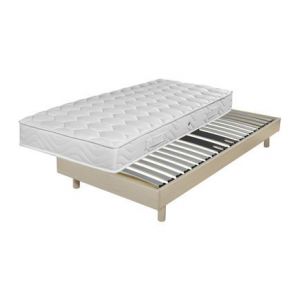 Image de Ebac Sommier + Pieds + Matelas Chêne Clair DecoKit 160x200