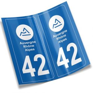 2 autocollants stickers plaque immatriculation voiture départements France