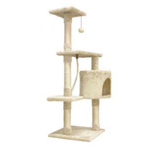 PALOMA Arbre a chat 40 40 114cm 3 plateformes 1 corde 1 niche poteau a griffer
