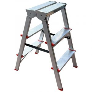 Monmobilierdesign Mtra Escabeau double marchepied en aluminium 3 marches