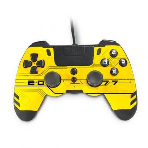 Steelplay Metaltech, manette filaire pour playstation 4, PS3 et PC, manette gaming filaire avec double système de vibration, Gamepad contrôleur de jeux filaire - Edition Limitée Hack Jaune