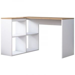 Calicosy Bureau d'angle d&eacute;cor ch&ecirc;ne et blanc L120 cm - cassie