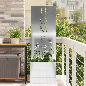 VidaXL Jardinier avec Panneau D&eacute;coratif Argent 50 x 140 cm