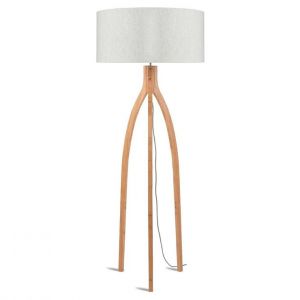 Good & Mojo Lampadaires ANNAPURNA-Lampadaire tripode Bambou & Lin Naturel H160cm Blanc