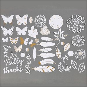 Creotime Die cut à peindre en aquarelle avec détail doré - 44 pcs
