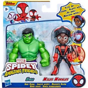 Hasbro Spider-Man Spidey and His Amazing Friends - F2245 - Identité secrète - Pack 2 pcs Figurines articulées 10cm - Hulk + Miles Morales