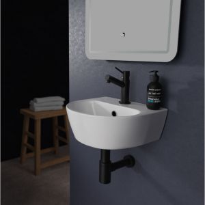 Planetebain Lave mains en c&eacute;ramique &agrave; suspendre 35.5 cm avec trop plein - Lester