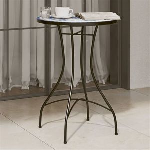VidaXL Table De Bistro Mosaïque Bleu Et Blanc Ø50x70 Cm Céramique