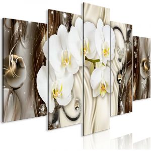 Image de Artgeist Tableau "Orchid Waterfall 5 Panneaux Wide Brown" 100x225cm