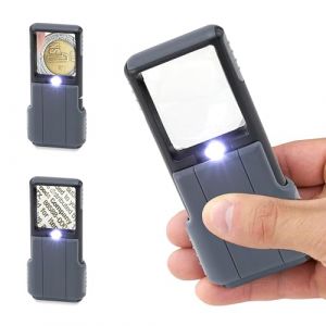 Carson MiniBrite loupe de poche asphérique avec fonction éclairage par LED et un couvercle protecteur, grossissement de 5x (PO-55)