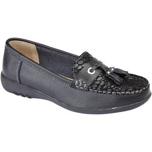 Boulevard - Mocassins imitation crocodile (pieds larges) - Femme (36 EU) (Noir) - UTDF1459