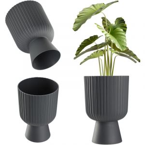 Kadax - Cache-pot en plastique pour pelouse 18 cm Gris