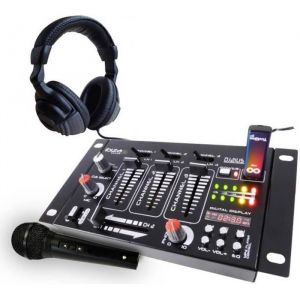 Image de Ibiza Sound Table de mixage DJ21MK2 - 4 voies 7 entrées USB - casque DJ - micro noir