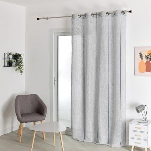 Voilage Etamine Rayure - Bleu