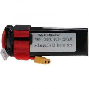 Vhbw Batterie Compatible Avec Xt60 Connecteur Pour Mod&eacute;le Rc Par Ex. Voiture De Course Avion (2200mah, 14,8v, Li-Polym&egrave;re, 105 X 34 X 25 Mm)
