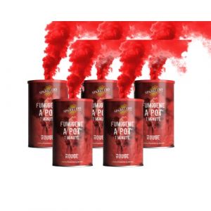 Lot de 5 Fumigènes en Pot 1 MINUTE couleur Rouge - Allumage à mèche, durée 60 secondes,