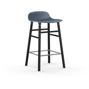 Normann Copenhagen Tabouret FORM BARSTOOL H 65 cm avec piètement en bois noir (Bleu - Polipropilene e legno nero)