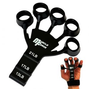MuscleForge Finger Trainer, Exerciseur de Doigt en Silicone pour Renforcer la Préhension, Extenseur élastique avec 3 Niveaux d'ajustement 6-10 kg, Musculation de l'avant-Bras