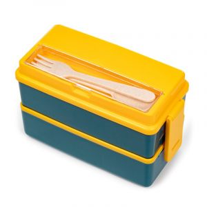 Dam Bento hermétique à 2 niveaux pour conserver les aliments. Inclut des couverts.