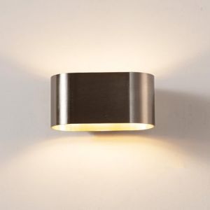 Alpinaluz Applique murale en nickel bross&eacute; - Corps en acier avec design incurv&eacute; Up&Down - Douille G9 LED, finition m&eacute;tallis&eacute;e satin&eacute;e pour couloir, chambre et salon