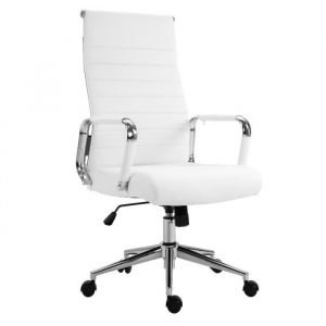 Elegance Comfort Chaise de bureau en similicuir blanc Chaise de bureau Chaise pivotante - Svita