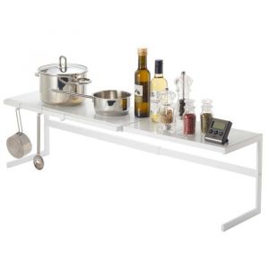 YAMAZAKI home Étagère de rangement extensible pour cuisine | Acier | Étagère de comptoir en alliage, blanc, taille unique