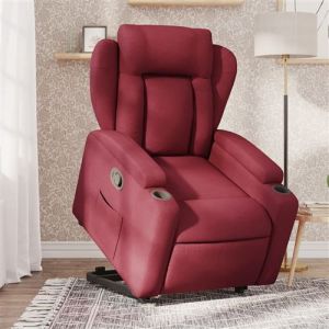 VidaXL Fauteuil Inclinable, Chaise de Relaxation avec Dossier et Repose-pied Réglables, Siège de Salon Salle de Séjour, Moderne, Rouge Bordeaux Tissu 3204485