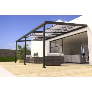 Image de Couleurs du monde Pergola adossée Edena - Aluminium et polycarbonate - 3,5X6m