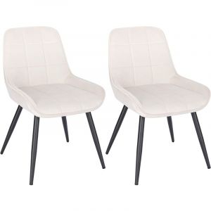 Woltu - Chaises de Salle à Manger Lot de 2. Chaises Relaxantes en Velours. Ergonomiques avec Dossier. Crème Blanc BH331cm-2 - Crème Blanc