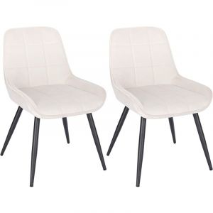 Image de Woltu - Chaises de Salle à Manger Lot de 2. Chaises Relaxantes en Velours. Ergonomiques avec Dossier. Crème Blanc BH331cm-2 - Crème Blanc