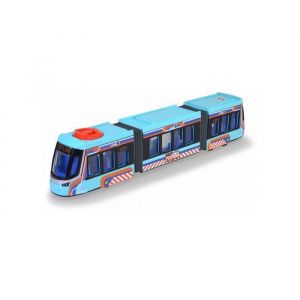 Dickie Toys Tramway roues libres, portes ouvrantes 41,5 cm - Transport City Train de ville - Vehicule miniature - Set Jouet Garcon + carte