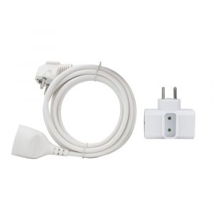 Multiprise triple + rallonge - 2 x 16A + 1 x 6A - 3 m - blanc