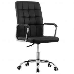 Image de VidaXL Chaise pivotante de bureau Noir Tissu