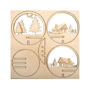 Rayher Kit en bois pour boule acrylique de 8 cm Cabane