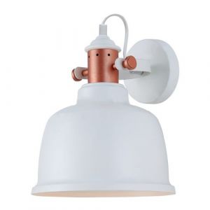 Image de Italux Applique Industrielle Et Rétro Blanc 1 Lumière avec Abat-Jour Blanc Cuivre, E27