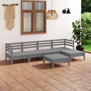 VidaXL Salon de jardin 6 pcs Bois de pin massif Gris Gris