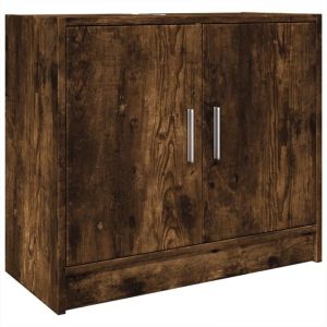 VidaXL Armoire de lavabo chêne fumé 63x29x55 cm bois d'ingénierie, armoire de salle de bain, armoire de rangement salle de bain, meuble lavabo de salle de bain