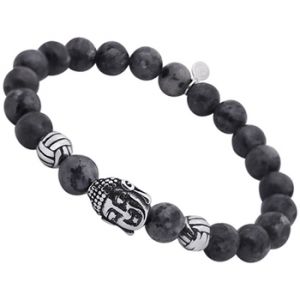 Bracelet Boules Labradorite Et Bouddha