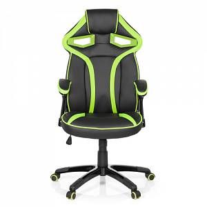 Image de hjh OFFICE Chaise gaming / Chaise de bureau GUARDIAN simili cuir noir / vert