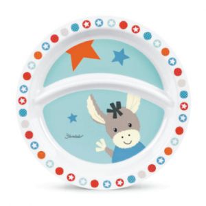 Sterntaler Assiette Bébé, Âne Emmi, Âge : Bébé dès 6 Mois, Bleu Clair/Multicolore