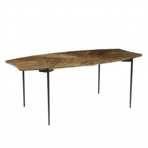 Macabane Table &agrave; manger bords concaves bois recycl&eacute; Kiara bois - 200x100x78 cm