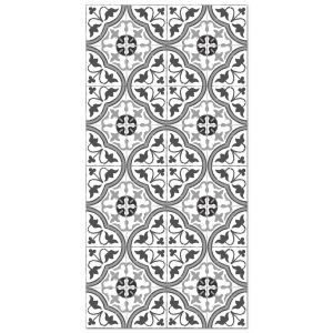 Tapis vinyle carreaux ciments fleur gris 60x250cm