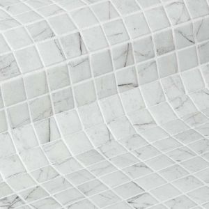 Zen Carrara - Mosaïque En Pâte De Verre Aspect Marbre Mate 2,5x2,5 Cm