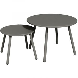 Image de Tables gigognes de jardin en m&eacute;tal - Gris anthracite - MIRMANDE de MYLIA
