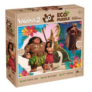 Lisciani - Puzzle Disney VAIANA 2 - Puzzle 60 Pièces Double Face pour Enfants dès 4 Ans - Verso À Colorier - Format 50x70 cm - Activité Manuelle Vaiana - 100% Recyclable - Idée Cadeau Anniversaire